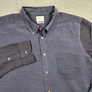 Paul Smith Shirt Mens XL Blue PS Patchwork Pattern Geometric Button Down